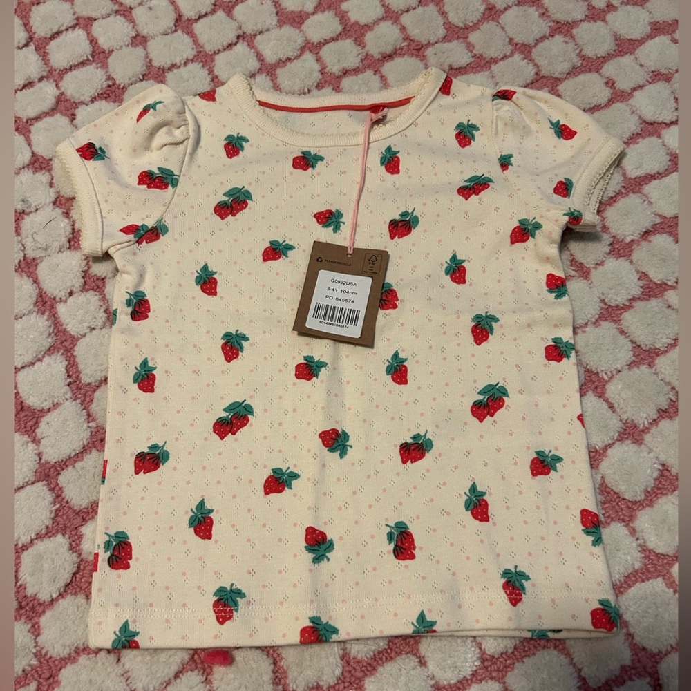 NWT mini Boden strawberry shirt - size 3/4